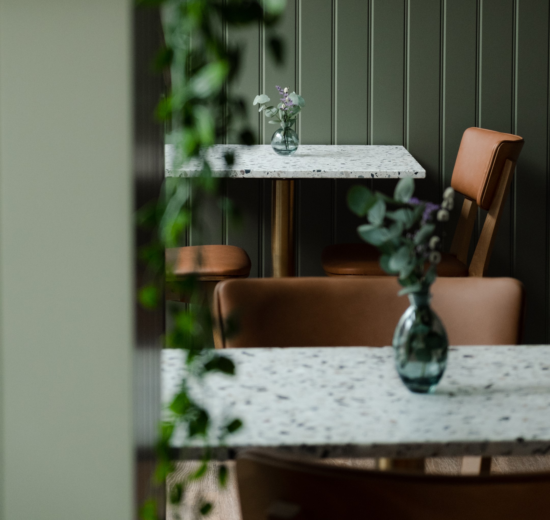 view of empty dining area - stylish, contemporary with plants