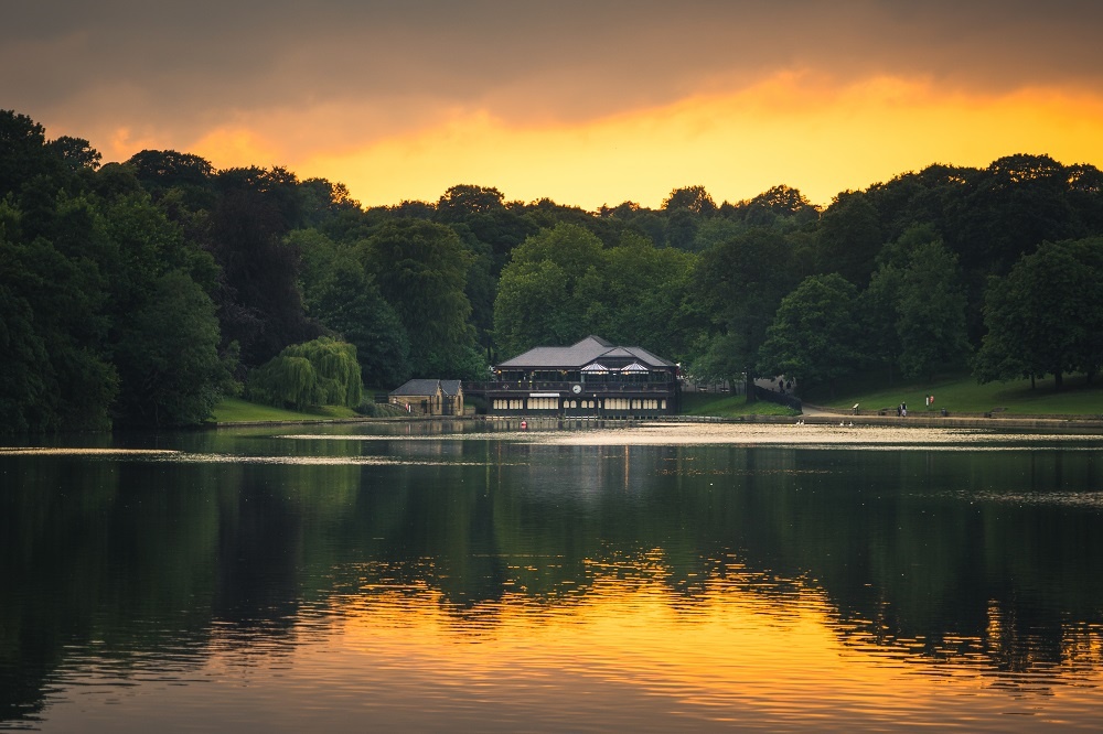 Roundhay Park Sunset over Lakeside Cafe - credit Thomas Tornegard Photography
