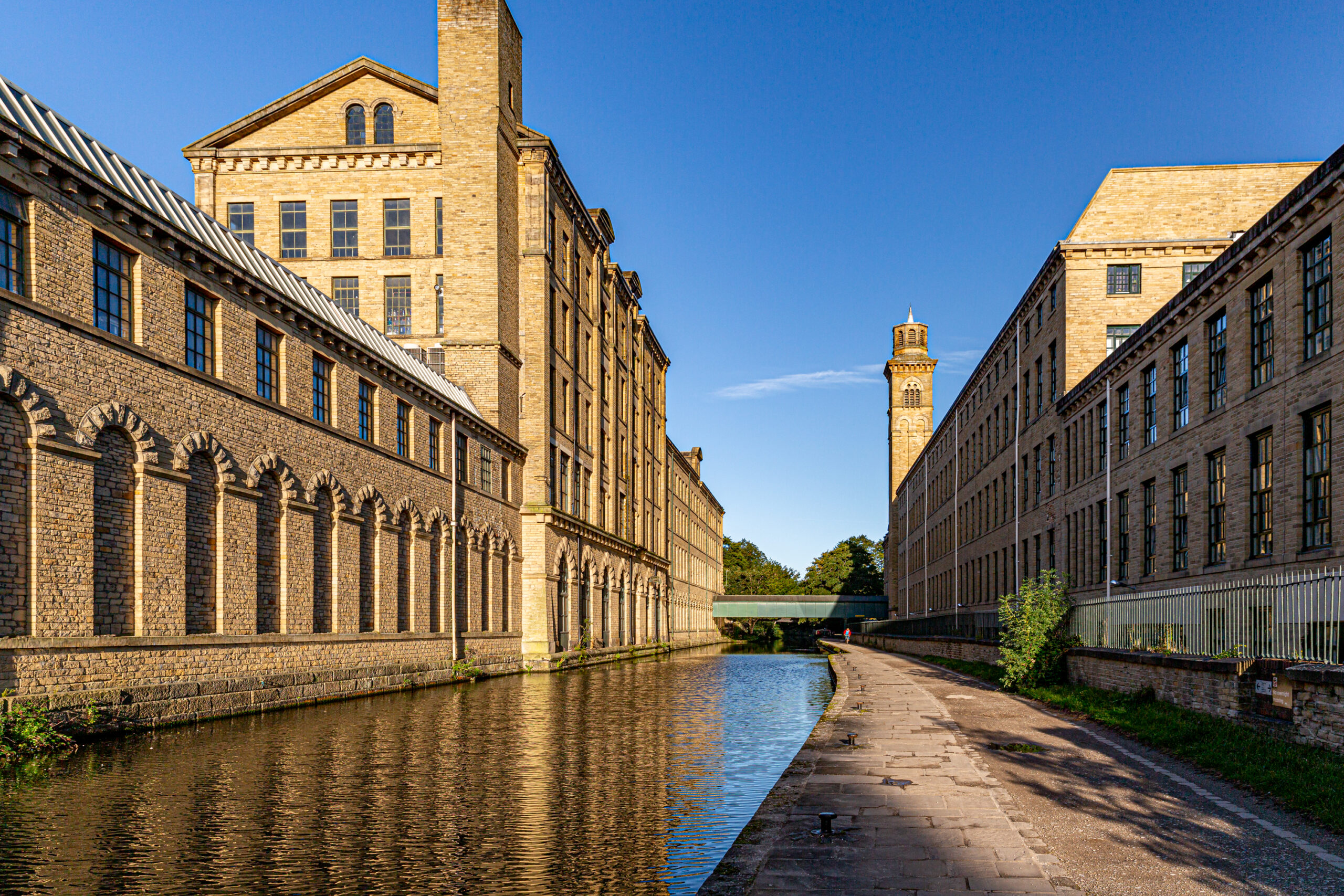 Pictures of the canal and buildings in Saltaire