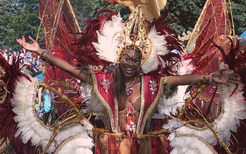 Woman dressed in Carnival Costume at Chapeltown West Indian Carnival