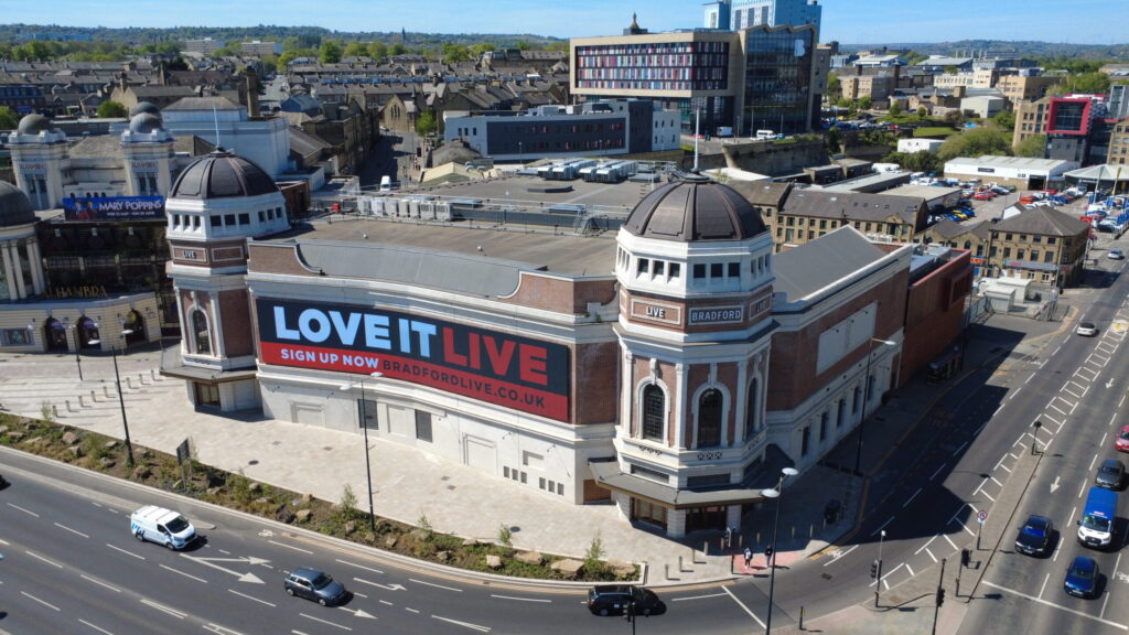 Aerial view of the Bradford Live building