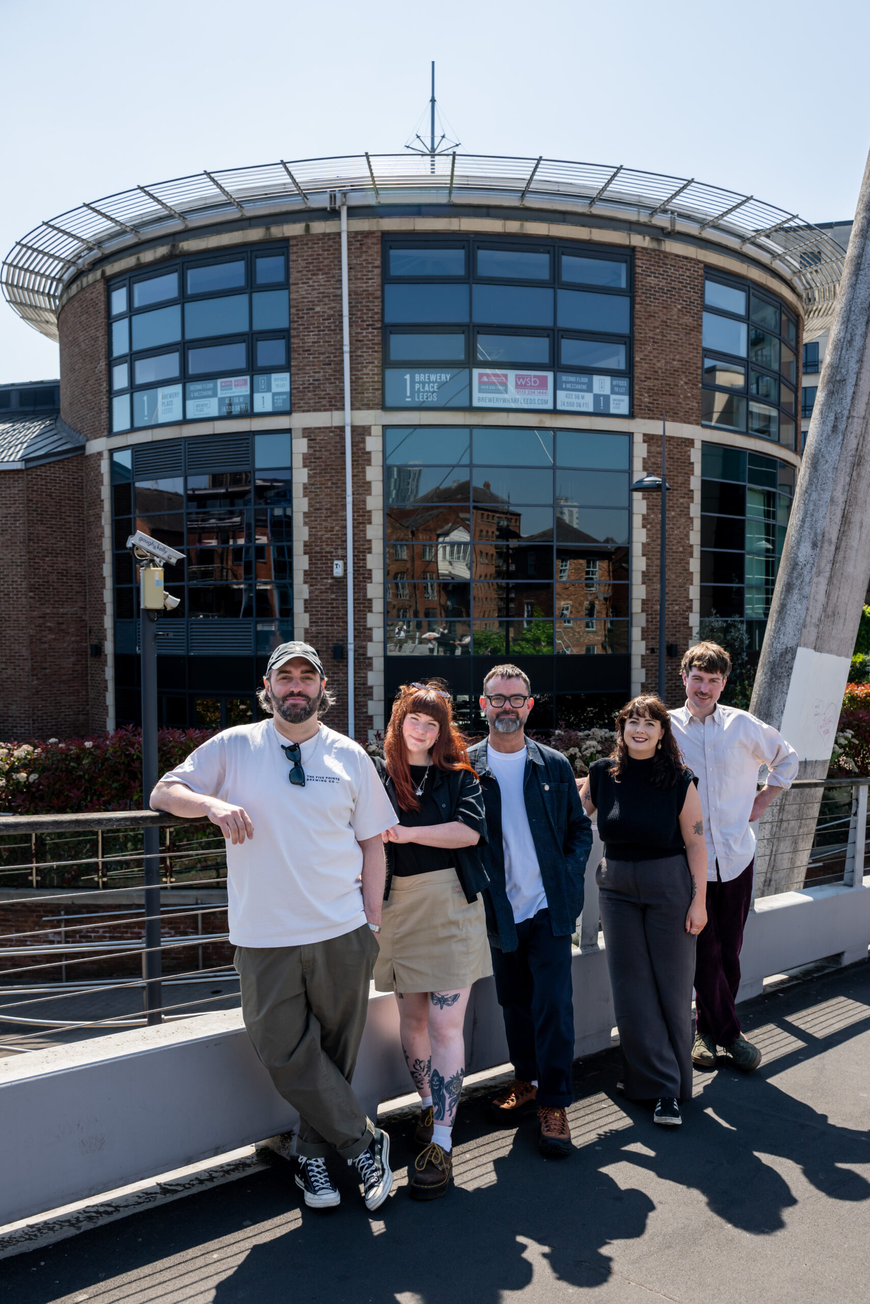 people standing in front of building