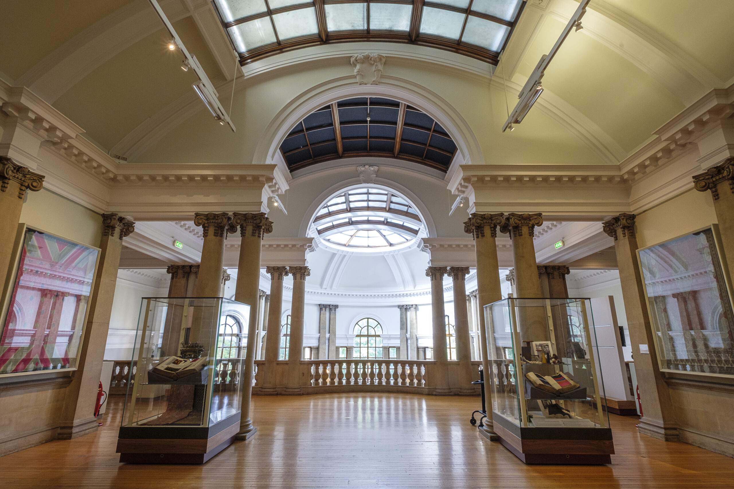 Interior shot of Cartwright Hall, showing marble pillars and glass window ceiling - the space where Turner Prize will be exhibited.