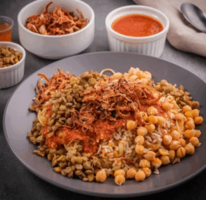 a plate of food with several smaller dishes around it