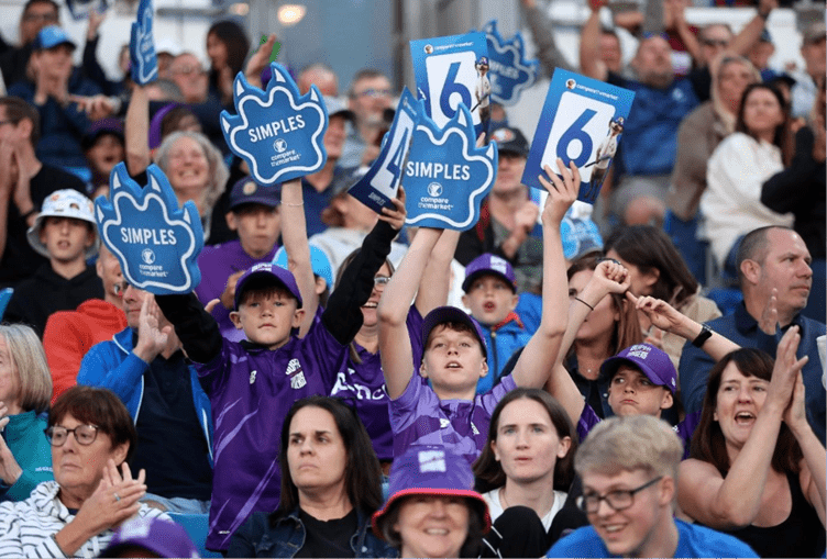 people cheering at a sports game